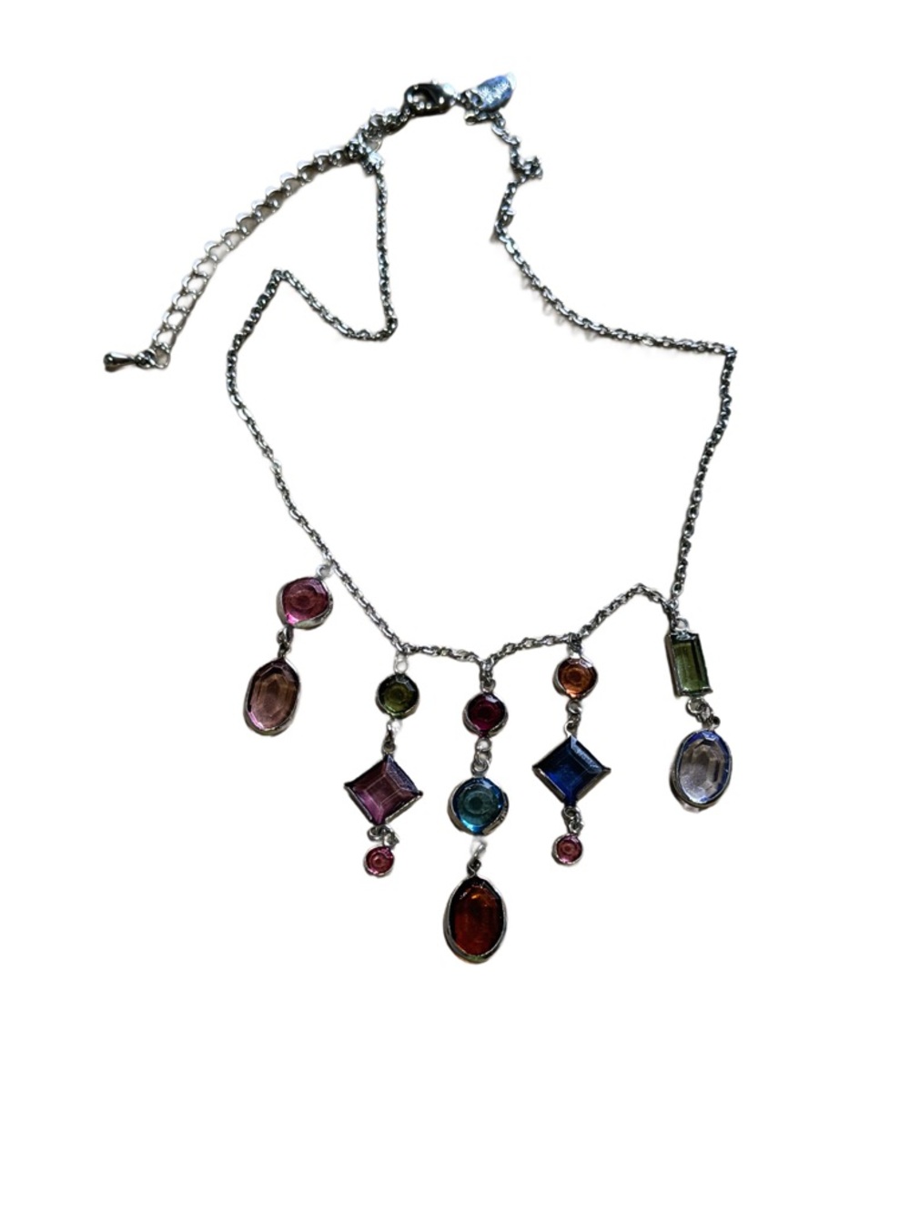 LIA SOPHIA Silver tone Dangle MultiColored Crystal necklace - Picture 3 of 6